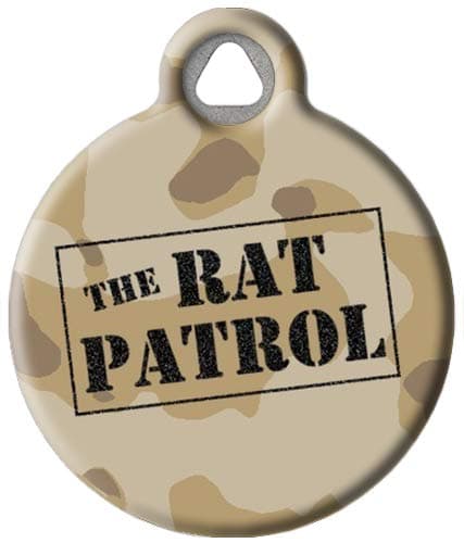 Dog Tag Art Military and Law Enforcement Custom Pet ID Tag for Dogs and Cats, Personalized Dog Tag with Customized Identification Information, Rat Patrol, Large (1.25" Diameter)
