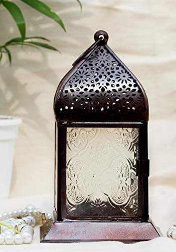 Fabrilla Iron Decorative Handicraft Lantern (Black_3.9 Inch X 3.9 Inch X 6.4 Inch)