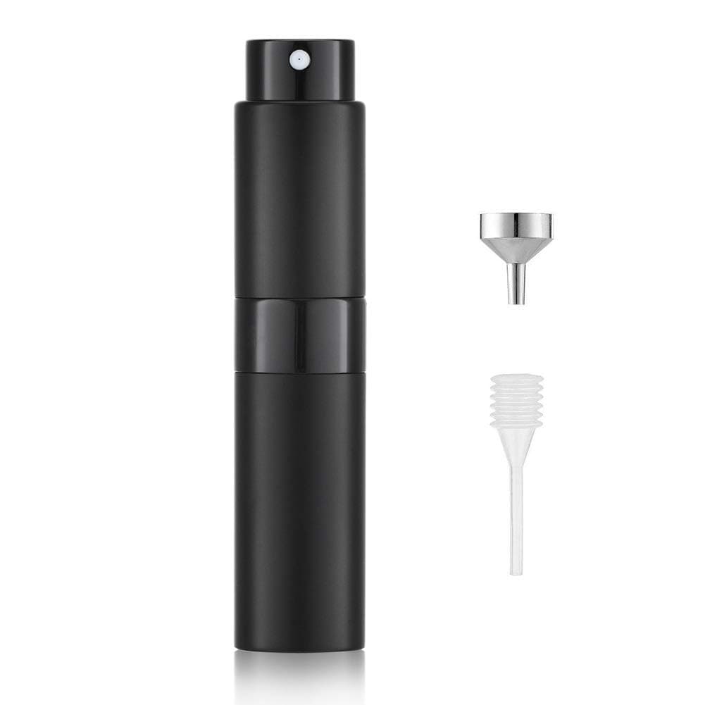Lisapack 8Ml Travel Perfume Atomizer Refillable For Men & Women | Atomizer Spray Bottle, Travel Size Pocket Perfume Dispenser - For Cologne, Aftershave, Fragrance (Matte Black) - Glass