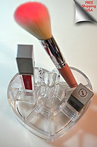 Acrylic Heart Shaped Cosmetic & Make Up Brush Holder by L.A. Minerals ® A Registered Trademark