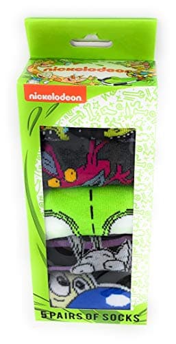 Nickelodeon Ren & Stimpy, Hey Arnold, Rugrats, Aahhh Real Monsters 5-pack Adult Low Cuts Socks, Shoe Size 6-12