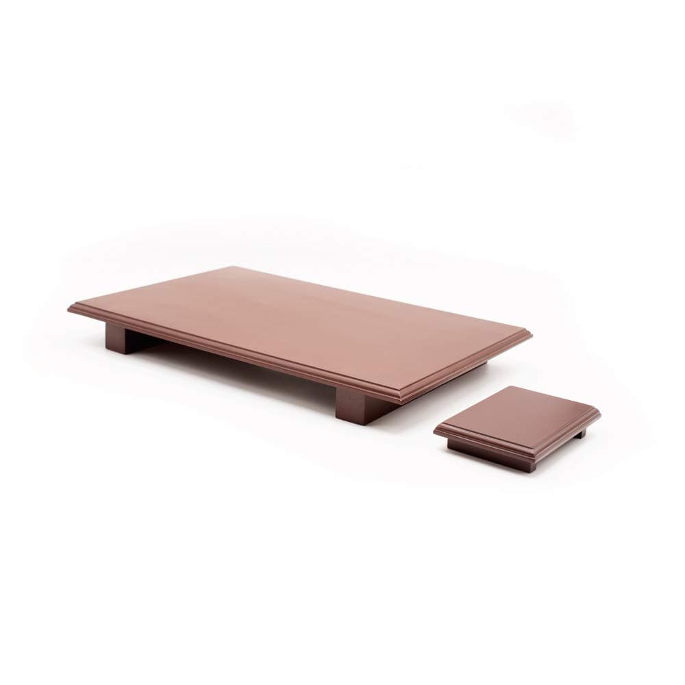 Kraftz Combo Pack of 2 Handcrafted Wooden Puja Peeta Chowki | Large & Small Stool for Puja Idols |Wooden Puja Chowki Table for Festivals