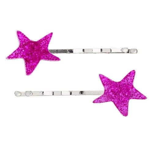 Pink Glitter Hairclip with Stars, Set of 2