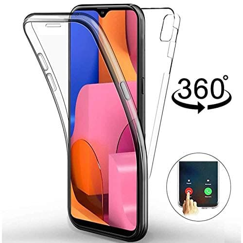 Compatible for Samsung Galaxy A20S Case, Transparent Slim Shockproof 360°Front and Back Full Body Silicone Soft TPU PC Gel Protection Cover for Samsung Galaxy A20S, Clear