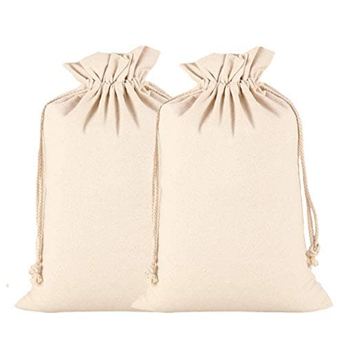 Yingkor Small Cotton Canvas Muslin Drawstring Bag Bags, Mesh Cloth Bags, Reusable Produce Bags, Pack-2, Assorted Sizes