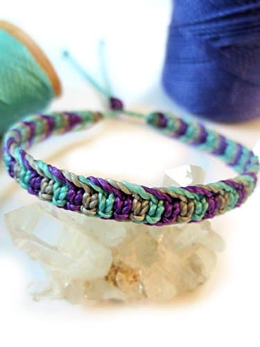 Blue Sky/Turquoise Purple & Grey/Gray Macrame Friendship Bracelet Handmade brasilian/surf/bohemian threads wristband Papacho Creations