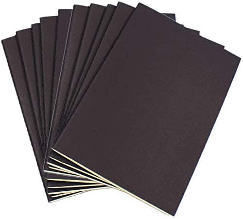 10 Pack Notebook Journals for Travelers, Students and Office, Writing Sketchbook Memo Diary Subject Notebooks Planner, 80 Pages, 40 Sheets, 8.3x5.5 inch, A5 Size (Black, Blank)