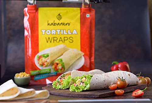 habanero Tortilla Wraps 8 Inches|Pack Of 4|Fresh Taste & Soft Texture L Best For Burrito,Wraps,Tacos,Samosas & Rolls|Ready To Eat Food In 60 Seconds L On The Go L Enjoy Our Tortilla Wraps|1320G