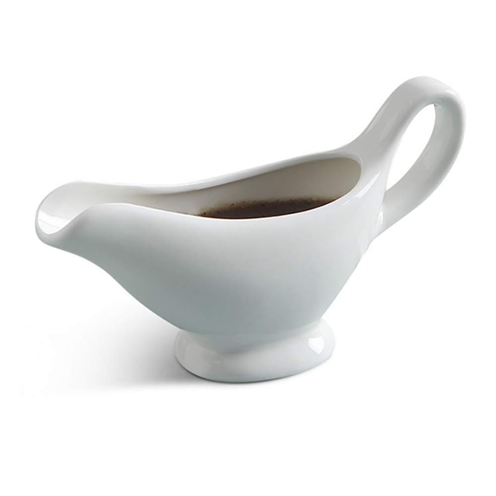 Singeru Ceramic Gravy Boat 140ml/200ml/300ml White Porcelain Marmalade Sauce Gravy Boat (200ml)