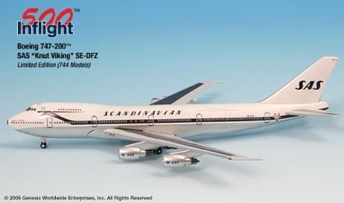 SAS Knut Viking SE-DFZ 747-200 Airplane Miniature Model Metal Die-Cast 1500 Part A015-IF5742003