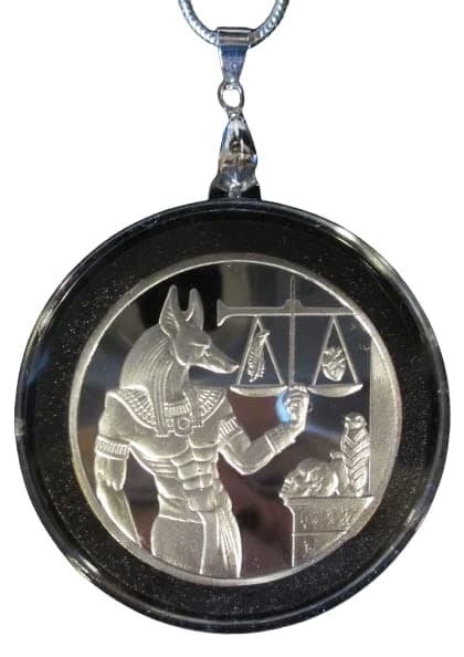 Anubis Egyptian God COIN/PENDANT (AIR TIGHT CAPSULE) with 24" sterling silver necklace & GIFT BAG