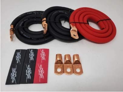 Sky High Oversized 1/0 Gauge AWG Big 3 Upgrade RED/Black Electrical Wiring Kit