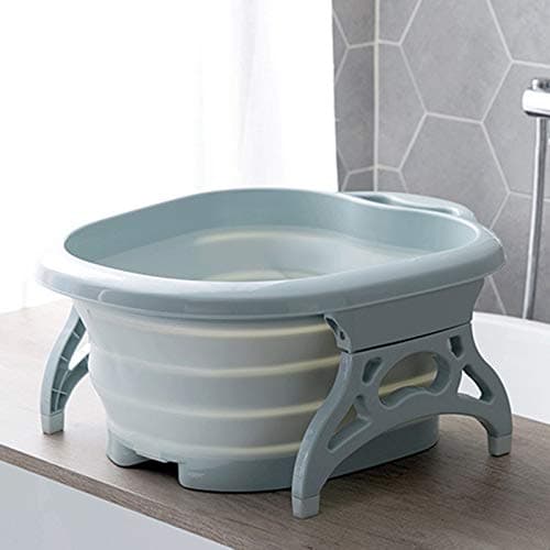 EASYBUY Foot Soaking Bath Tub Basin Tools,Foaming Massage Bucket, Heightening Plastic Rubber Portable Foot Bath Barrel for Household Accessories (Blue)