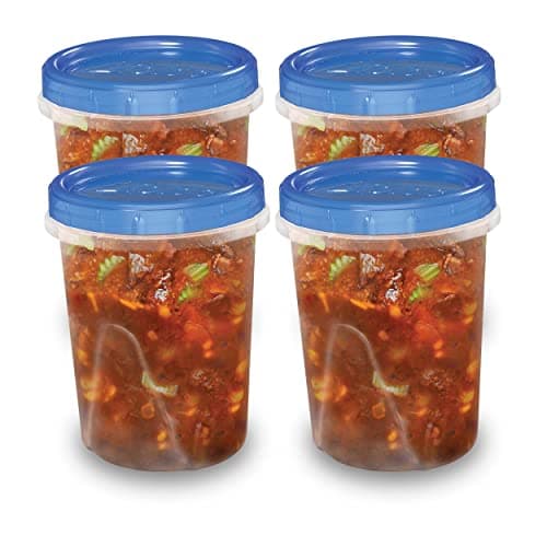 Ziploc Twist N Loc Food Storage Meal Prep Containers Reusable for Kitchen Organization, Dishwasher Safe, Medium Round, 4 Count