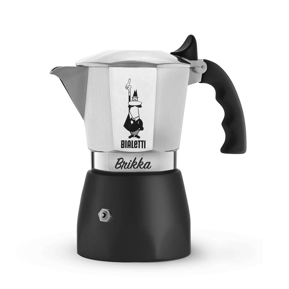 Brikka Moka Pot - Crema-Rich Stovetop Espresso Maker, Italian Coffee Maker, 2 Espresso Shots (3.4 oz - 100 ml), Black