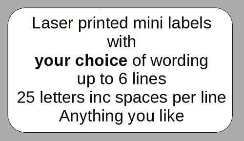 500 eBuyOne Personalised Mini Self-Adhesive Address Labels. Size : 38mm x 21mm Custom Printed in Black on Quality White Self Adhesive Labels/Stickers with up to 6 Lines of Text of Your Choice