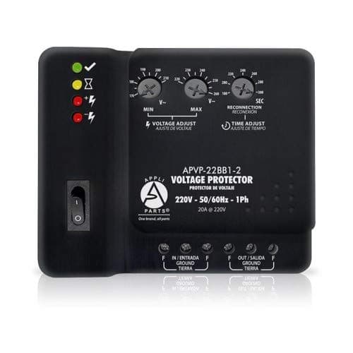 Appli Parts APVP-22BB1-2 220 V Voltage Surge Protector with Adjustable Range and Reconnecting Time, 50-60Hz 1Ph 30A works with all electric appliances and units with rated electrical consumption