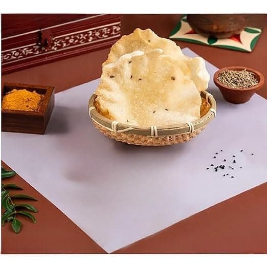 Ahuja Mart Rice Papad Fresh Khichiya Papad | Ready to Fry papad fryums | Hexagonal Appalam Akki Happala Fryum With Tastemaker | 500GM | Ready To Fry Chawal Ke Papad Fryums papad