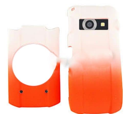 RUBBER COATED HARD CASE FOR CASIO G ZONE RAVINE 2 C781 RUBBERIZED TWO COLOR WHITE ORANGE