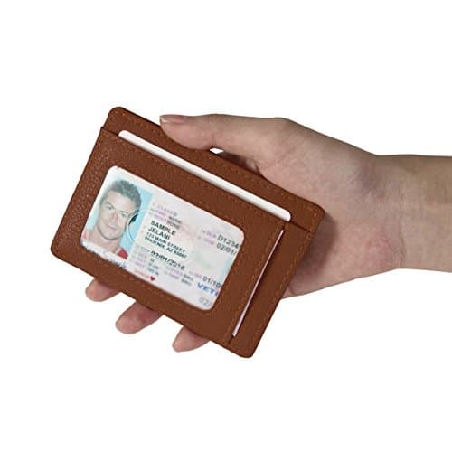 Slim Mens Wallet,Unifold by SWISSELITE Mens Slim Trifold Wallet with Genunie Leather Card Wallet (Cocoa/window)