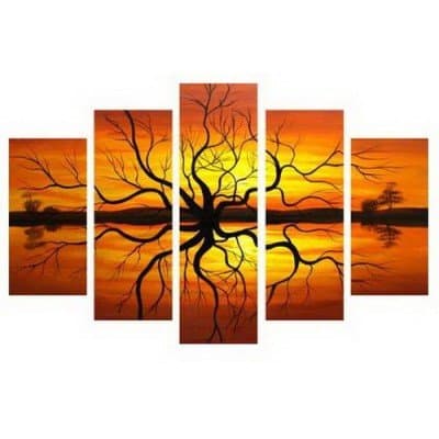 Sangu 100% Hand-painted Oil Paintings Tree River for Abstract Canvas Wall Art Paintings For Living Room.