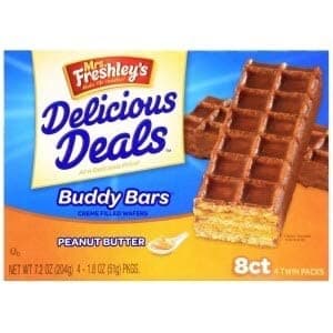 Valentines's Day Special Mrs. Freshley's Peanut Butter Buddy Bars Creme Filled Wafers - 7.2 oz (PACK OF 2)
