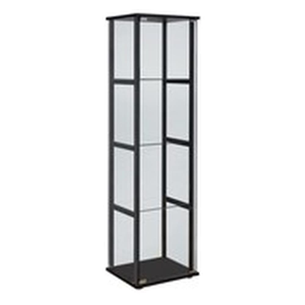 BOWERY HILL 4-Shelf Glass Curio Cabinet Display Case in Black