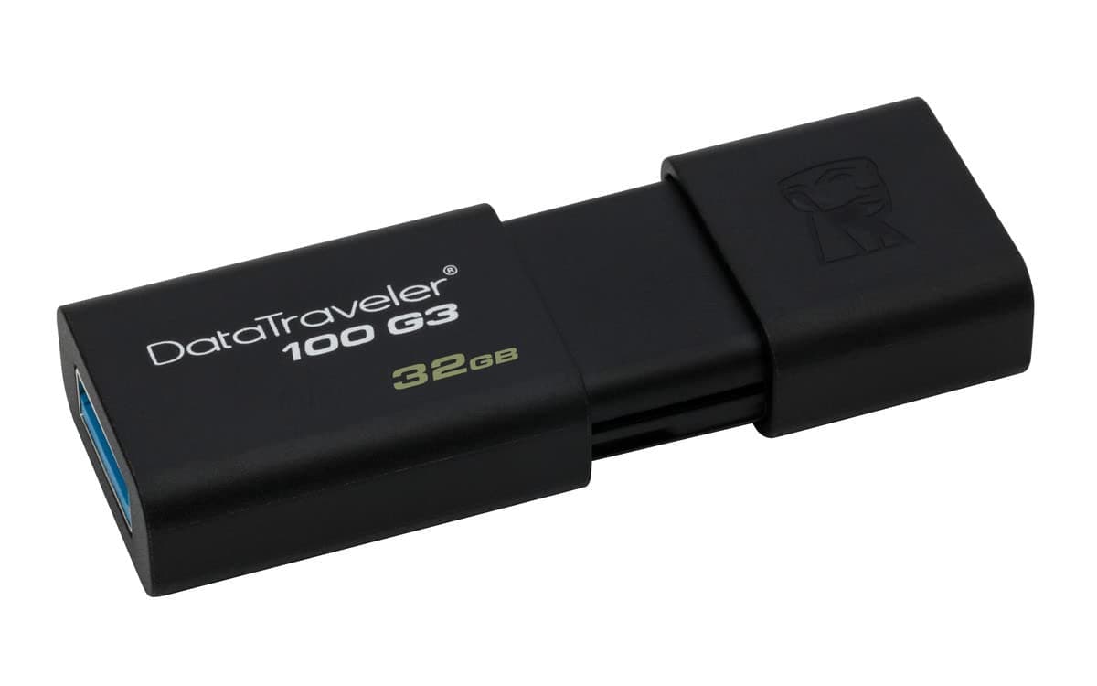 Kingston DT100G3/32GB DataTraveler 100 G3 USB 3.0 Flash Drive, 32 GB, Black
