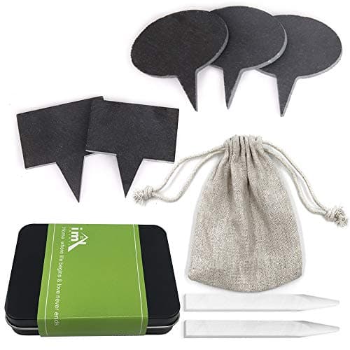 Natural Slate Cheese Markers Set - IMANYA 5 Cheese Markers & 2 Chalk Markers - Bridal Shower Gifts, 40th Birthday Gifts For Women,Mom, Bridesmaid Gifts, Wedding Gifts, Housewarming Gifts