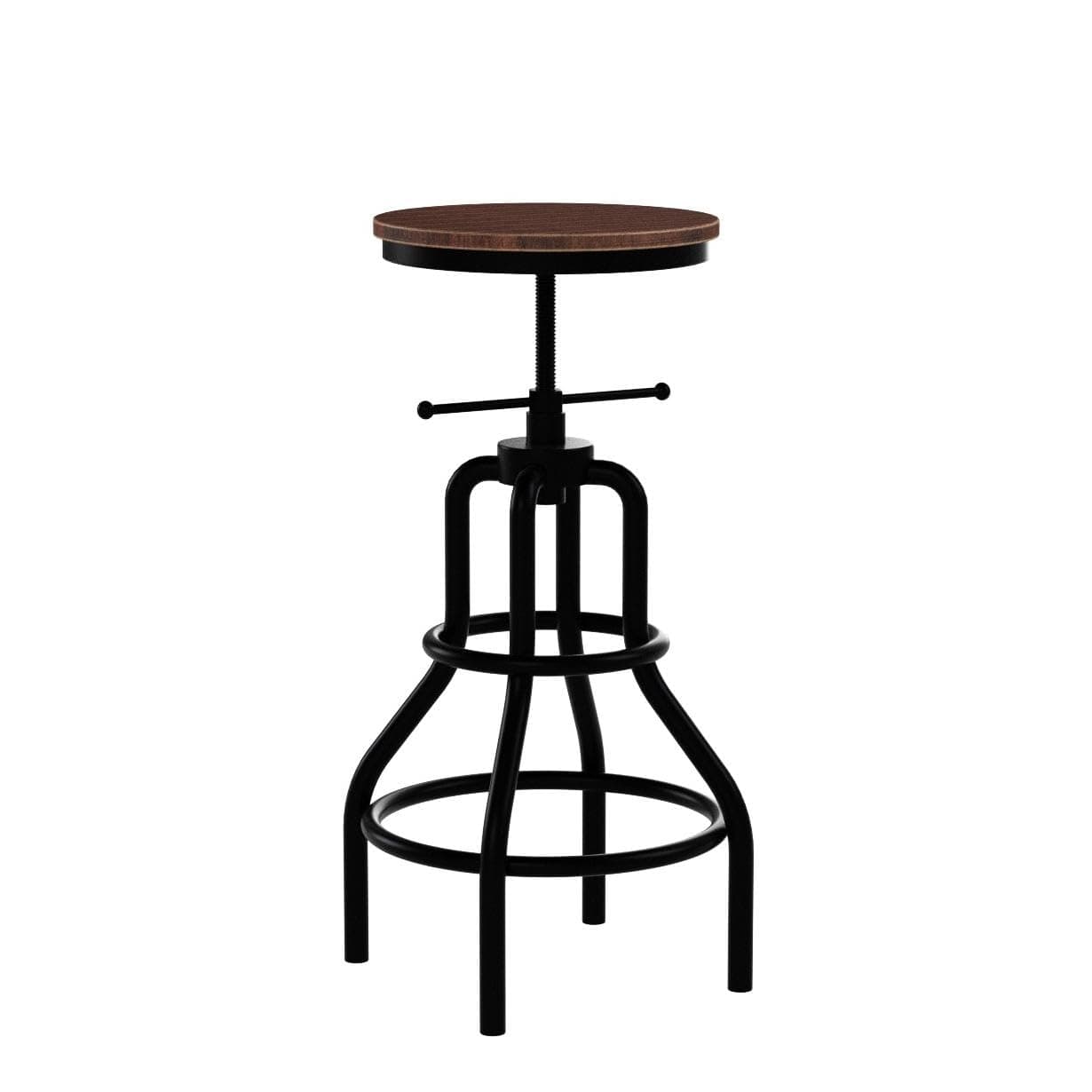 LOKKHAN Vintage Industrial Bar Stool-Rustic Swivel Barstools-Round Wood Metal Base-Kitchen Counter Height Adjustable Pipe Stool-Cast Steel Chairs 20-27 Inch (Set of 2)