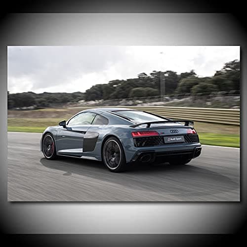 FREPEG Art wallsModern Wall Art Canvas Painting Vehicle R8 v10 Sportscar Super Car Rear View Print Posters Living Room Decor7.8x11.8 in(20x30cm) no frame