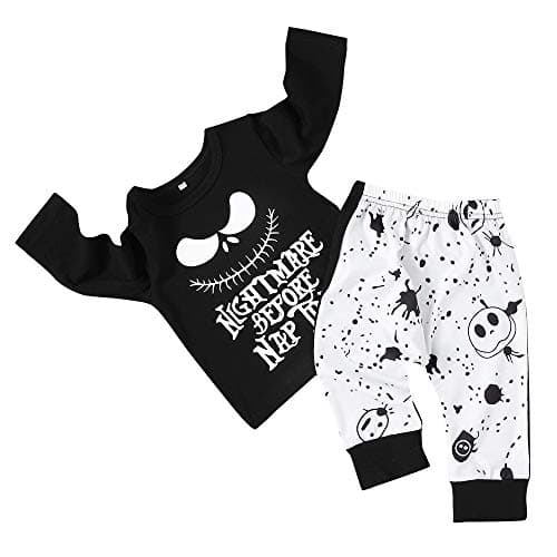 Christmas Todder Baby Boy Girl Clothes 2PCs Outfit Set Nightmare Before Nap Time T-Shirt and Skull Pants 0-6 T