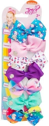 Nickelodeo Official JoJo Siwa 8cm Set of 7 Day Hair Clip Bows with Charms