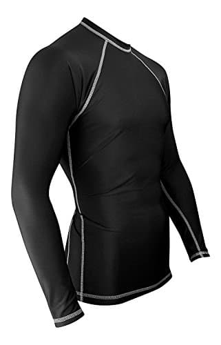Rash Guard for Men Compression & Base Layer Shirt (Black - White Stitching, 5XL)