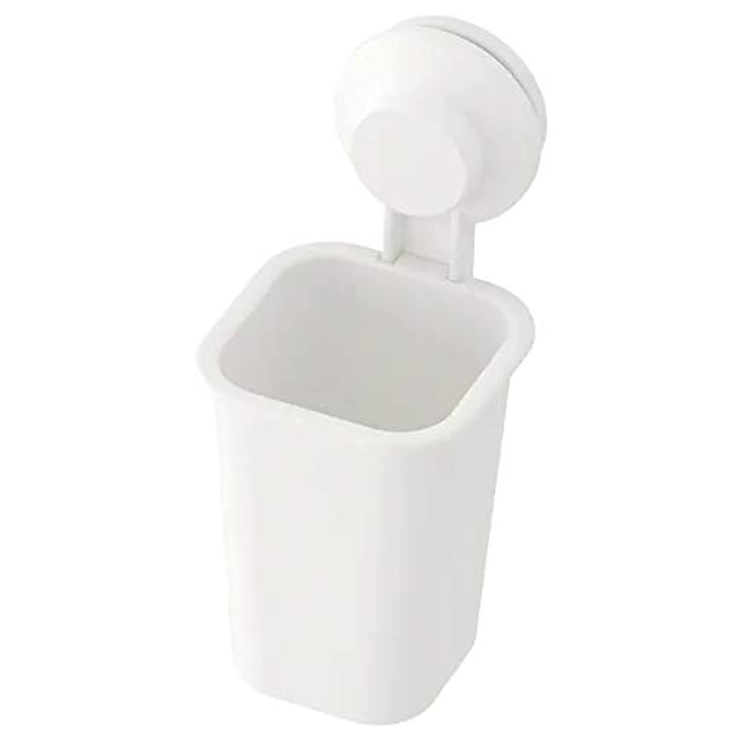 Tisken Toothbrush Holder with Suction Cup, White with TSS Cotton Balls(5 Pieces,Recycled Abs Plastic)