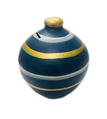 Mitti Ki Gullak/Clay Gullak Large Coin Bank (Gift For Kids)(Clay, Standard) (Standard, Blue, Pack of 1), Classic