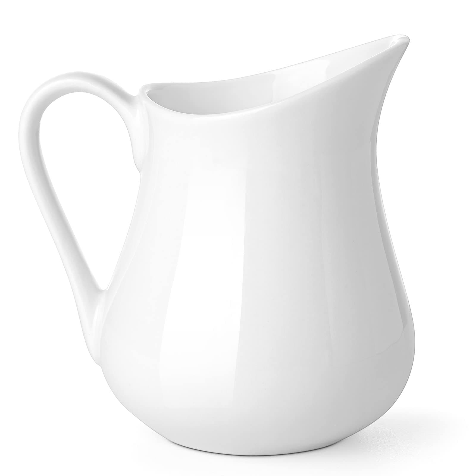 8-oz Creamer with Handle - Small Classic White Fine Porcelain Creamer Pitcher - Small Pitcher for Coffee Milk - Microwave & Freezer Safe
