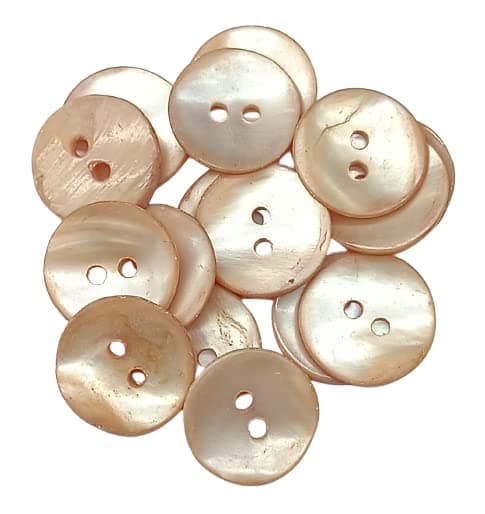 Designerbox Peach Dyed Sippy Sea Shell (Mother of Pearl) 2 Holes Round Buttons for Sewing ,Embroidery ,Crafting and Decoration(Pack of 25 Pieces)(Size 1.5cm)