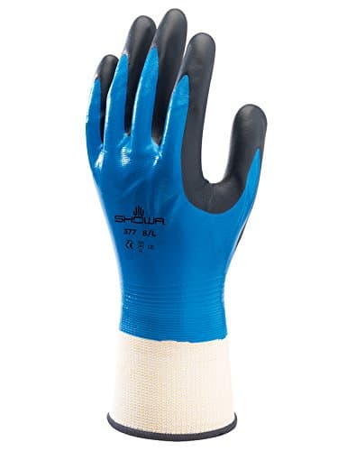 Showa Gloves SHO377-M No.377 F/C + foam Glove, Size: M, White/Blue/Black