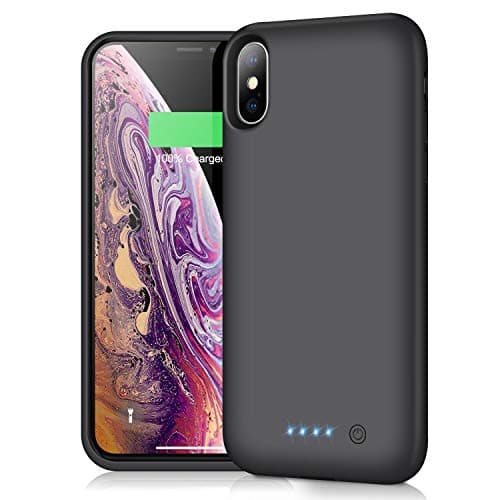 QTshine Battery Case for iPhone Xs Max, Upgraded [7800mAh] Protective Portable Charging Case Rechargeable Extended Battery Pack for Apple iPhone Xs Max(6.5inch) Backup Power Bank Cover - Black