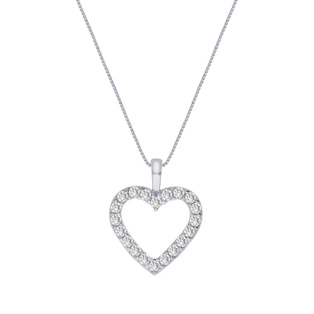 La JoyaLab Grown Diamond Heart Necklace Pendant For Women - Sparkling Diamonds In White Rhodium Plated .925 Sterling Silver Necklace With Adjustable Chain - Various Heart Pendants to choose from