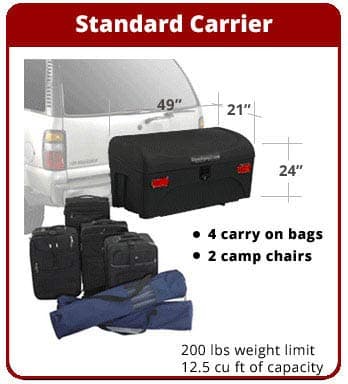 Stowaway Standard Cargo Carrier with SwingAway Frame for 2" Hitch- Black