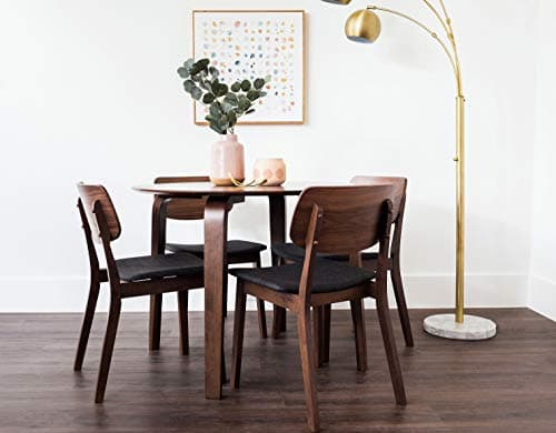 Edloe Finch 5 Piece Round Dining Table Set for 4, Walnut