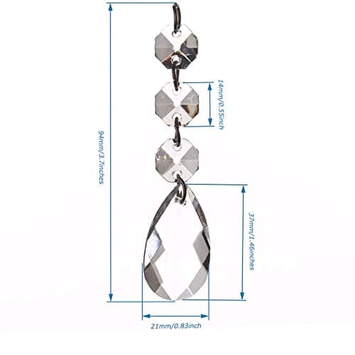 30 Pcs Acrylic Hanging Crystal Beaded Strand Pendant for Chandelier, Ceiling Light, Lamp, Diamond Beads Garland Chain for Room, Christmas Tree, Party, Wedding Decoration (Tear Drop)