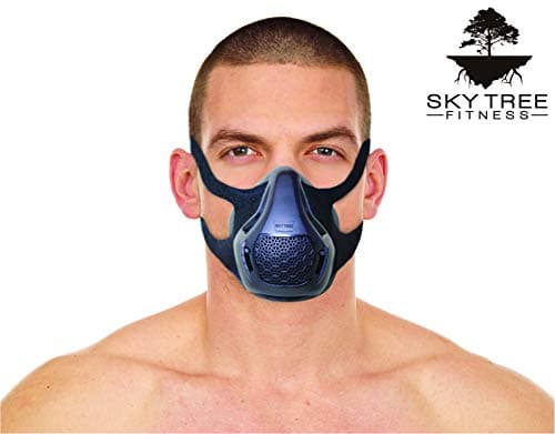 Sky Tree Fitness Training Mask High Altitude Resistance Workout Mask for MMA, Running, and Cardio - A Fitness Mask That Includes a Free Carrying Case (Black, Large)