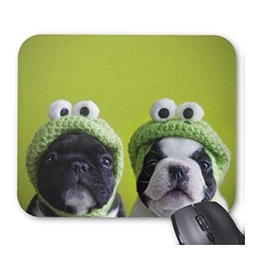 （Mouse pad,gaming mouse mat A227） URDesigner PersonalFrench Bulldog Puppies with Frog Caps Mouse Pads Support For Wireless Mouse Optical Mouse Durable Office Accessory And Gift