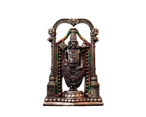 Tiruputi Balaji - 3.5" inch Srinivasa Venketa Balaji Idol Venkateswara Bronze Finish Statue - Altar Home Decor Incarnation of Lord Vishnu