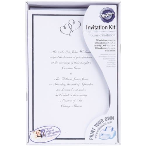 Wilton White Hearts Traditional Wedding Invitation Kit, 100pcs,