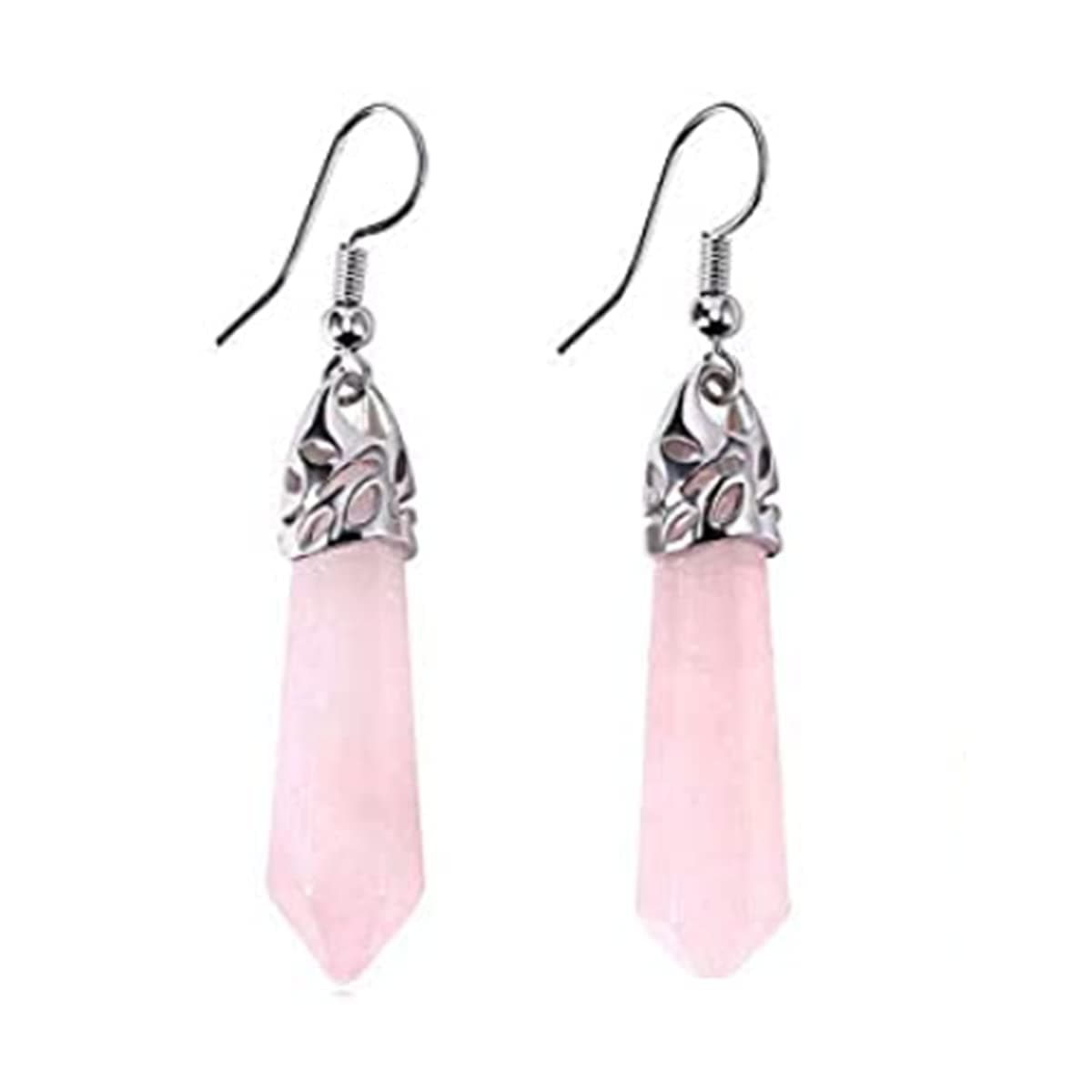 Newtrip Rose Quartz Faceted Pendulum Earrings 1 Pair