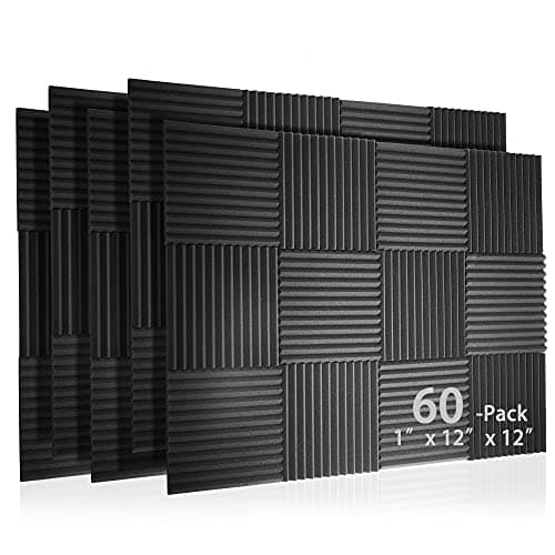 60 Pack Acoustic Panel Polyurethane Foam Sound Proof Acoustic Treatment Room Kit for Absorbing Sound on Walls, 1" X 12" X 12" Sound-Proof Material for Home Studio Ceiling (60 Pack) (60PCS)